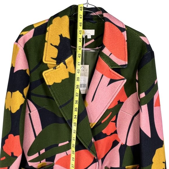 Boden Constance NWT Womens 10 Abstract Floral Wool Coat Bold Colorful Outerwear - Picture 9 of 16